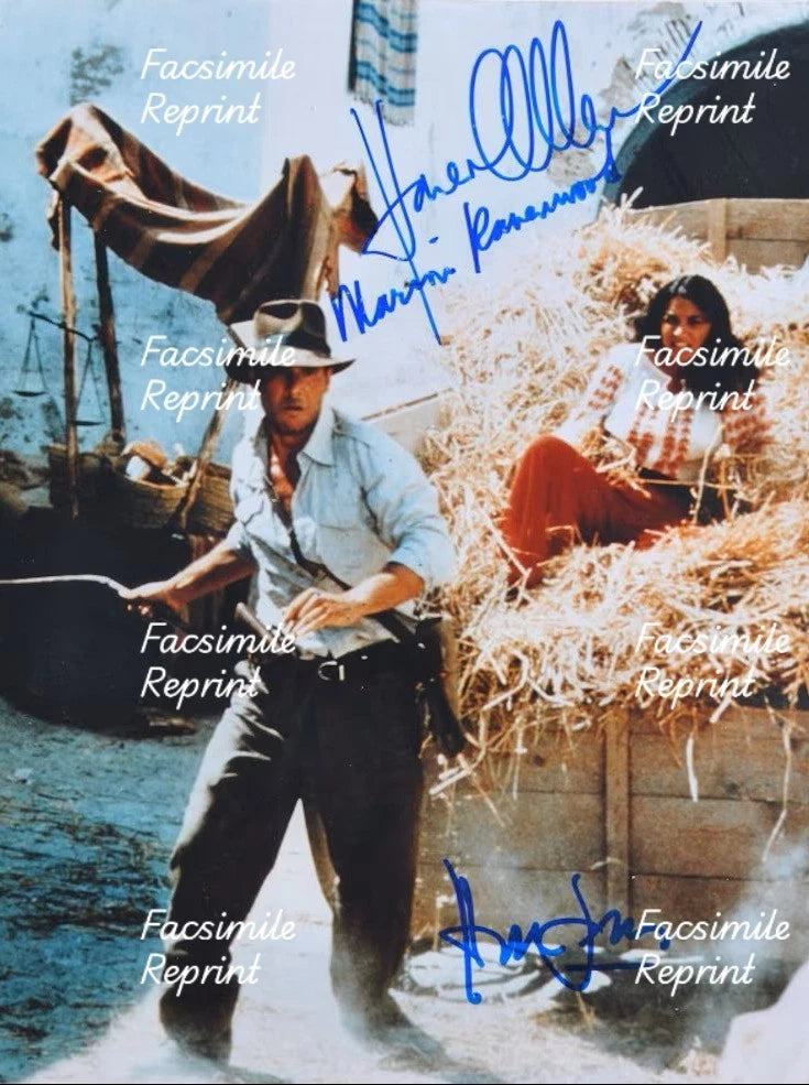 HARRISON FORD & KAREN ALLEN FACSIMILE REPRINT SIGNED POSTER  8"X11".
