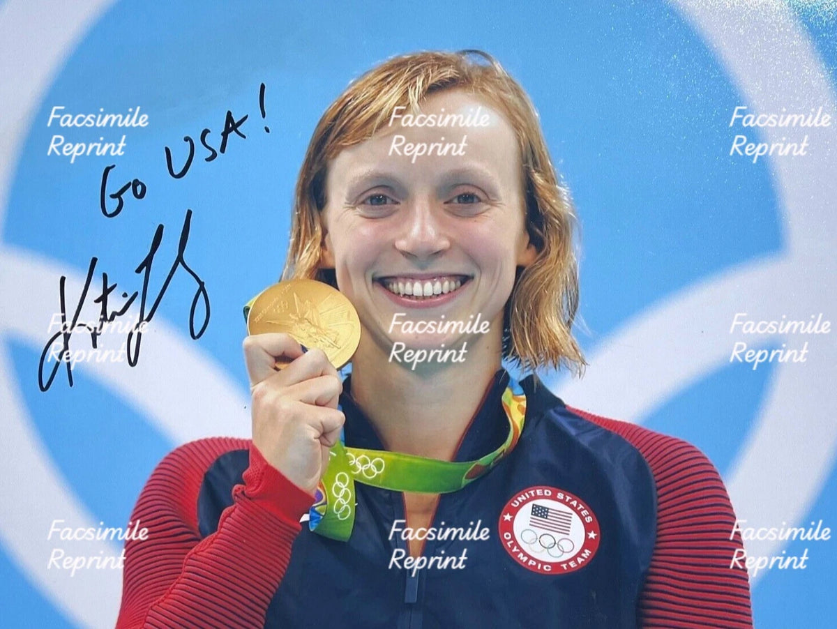 KATIE LEDECKY AMERICAN SWIMMER OLYMPICS FACSIMILE SIGNED GLOSSY PHOTO 8"X11".#5