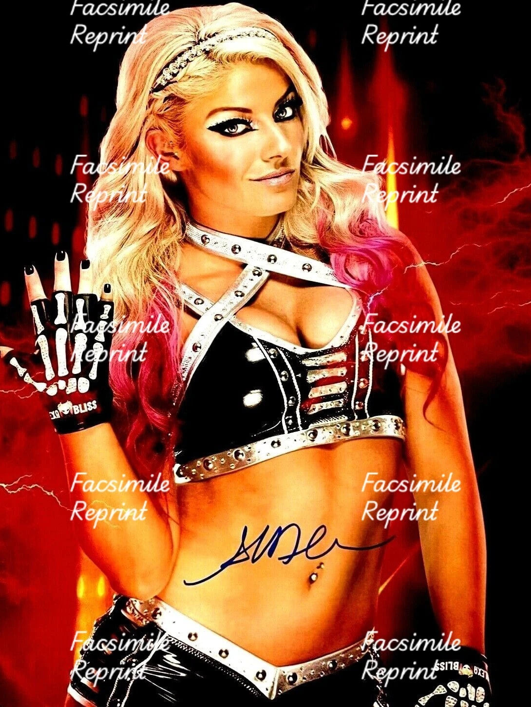 ALEXA BLISS AMERICAN PROFESSIONAL WRESTLER WWE FACSIMILE SIGNED PHOTO 8"X11".#8