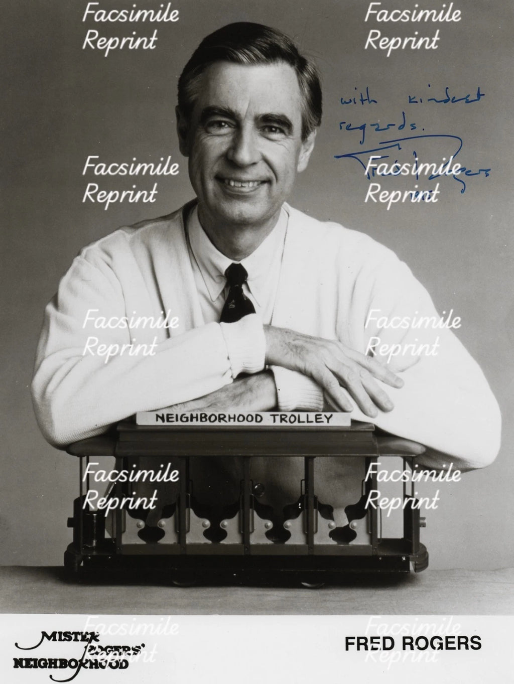 FRED ROGERS AMERICAN TV PERSONALITY AUTHOR FACSIMILE SIGNED PHOTO 8"X11". #2