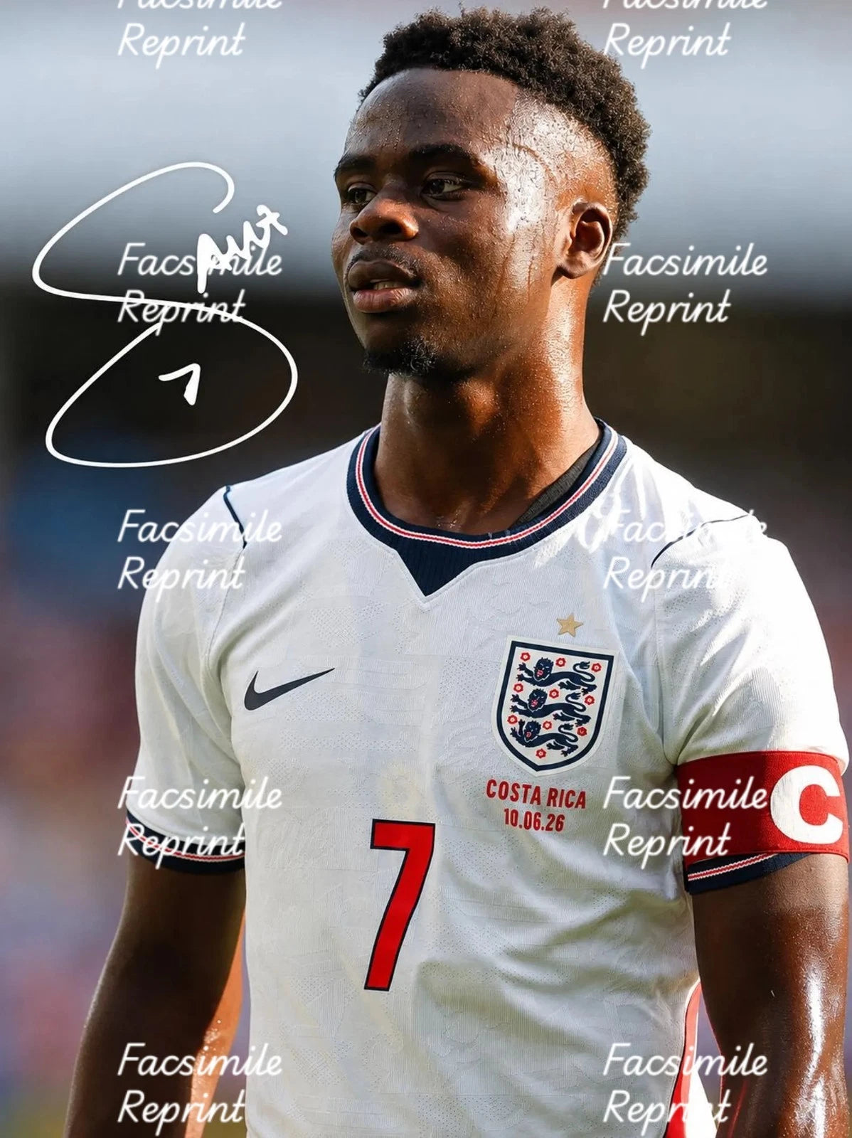 BUKAYO SAKA ENGLAND SOCCER FIFA 2026 FACSIMILE SIGNED GLOSSY PHOTO 8"X11".