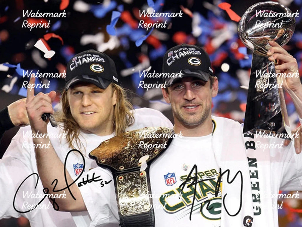 AARON RODGERS & CLAY MATTHEWS GREEN BAY PACKERS DUAL SIGNED PHOTO 11"X8".#4