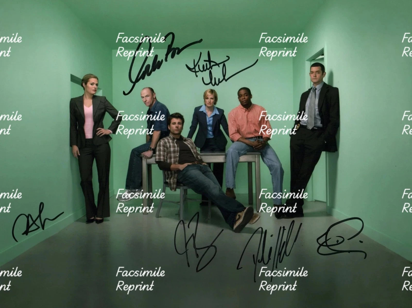 PSYCH AMERICAN TV SERIES C.BERSEN M.LAWSON & OTHERS FACSIMILE SIGNED 8"X11".