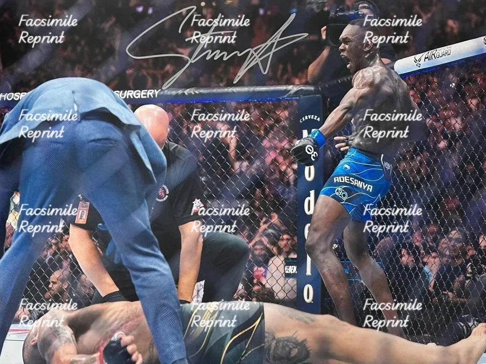 ISRAEL ADYSANYA NIGERIAN-NEW ZEALAND MARTIAL ARTIST FACSIMILE SIGNED 8"X11". #3