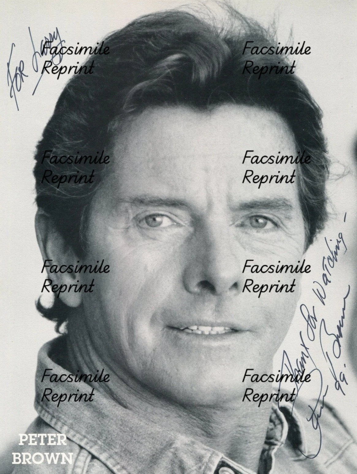 PETER BROWN AMERICAN ACTOR FACSIMILE SIGNED REPRINT VINTAGE PHOTO 8"X11".#5
