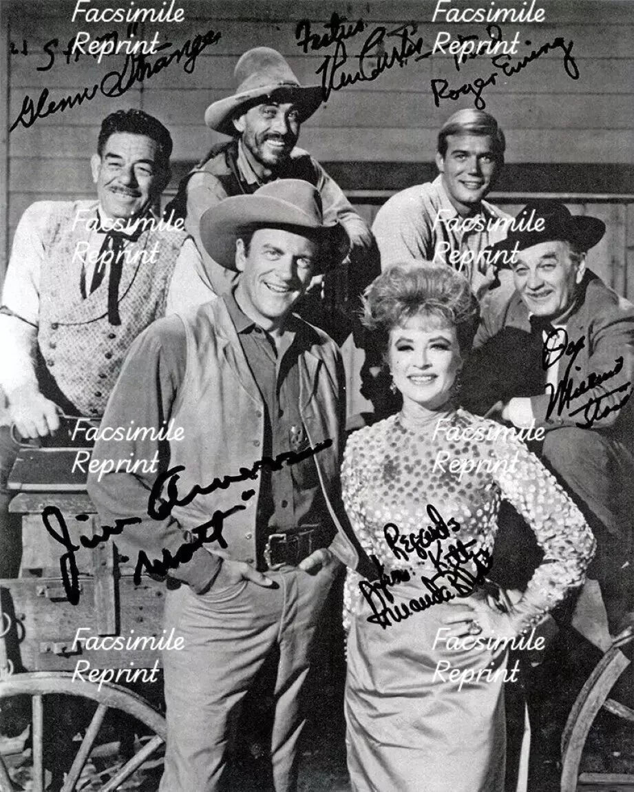 GUNSMOKE AMERICAN TELEVISION SERIES CAST FACSIMILE REPRINT SIGNED PHOTO 8"X11".