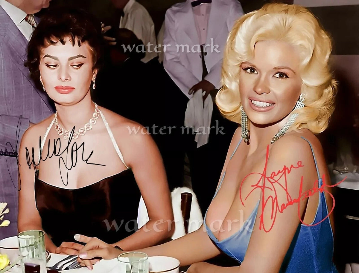 SOPHIA LOREN & JAYNE MANSFIELD REPRINT SIGNED PHOTO SIZE 8"X11". #2