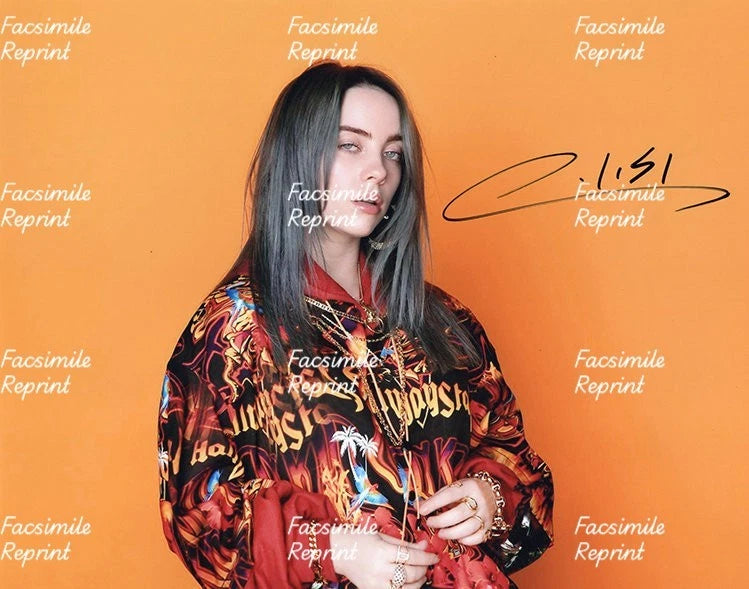 BILLIE EILISH AMERICAN SINGER SONGWRITER FACSIMILE SIGNED PHOTO 8"X11". #4
