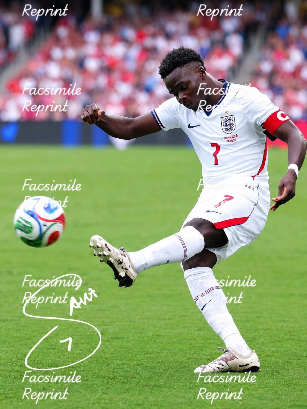 BUKAYO SAKA ENGLAND SOCCER FIFA 2026 FACSIMILE SIGNED GLOSSY PHOTO 8"X11". #2