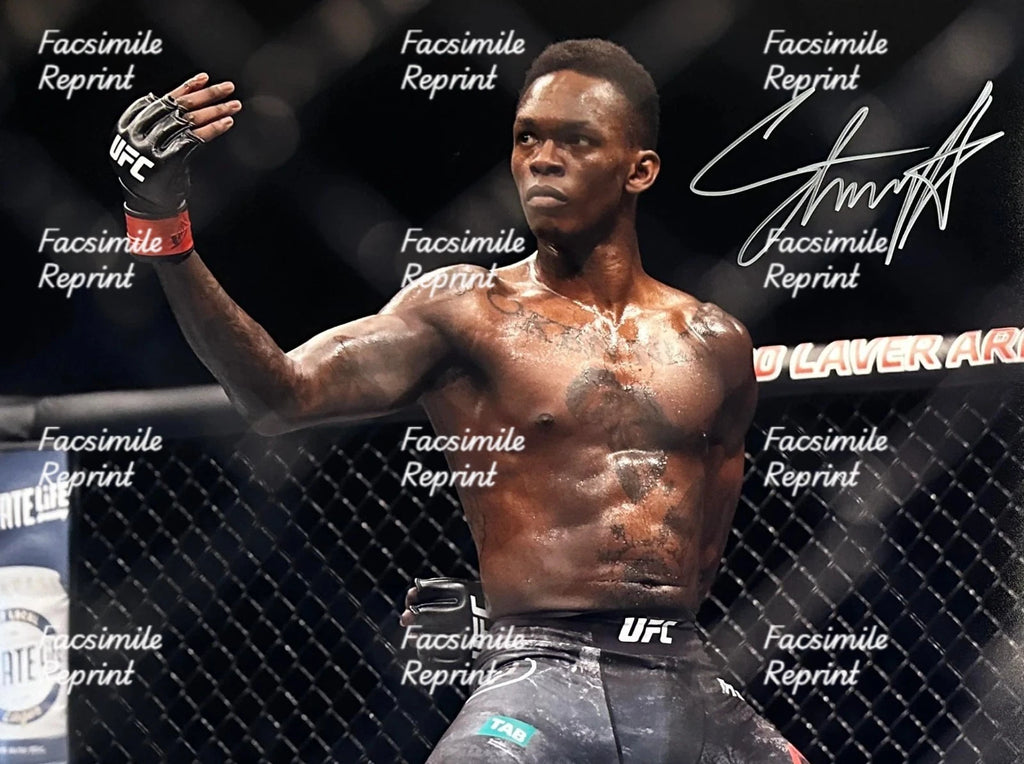 ISRAEL ADYSANYA NIGERIAN-NEW ZEALAND MARTIAL ARTIST FACSIMILE SIGNED 8"X11". #5
