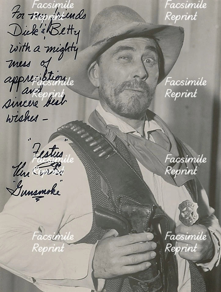 GUNSMOKE KEN CURTIS TELEVISION SERIES FACSIMILE REPRINT SIGNED PHOTO 8"X11".#1
