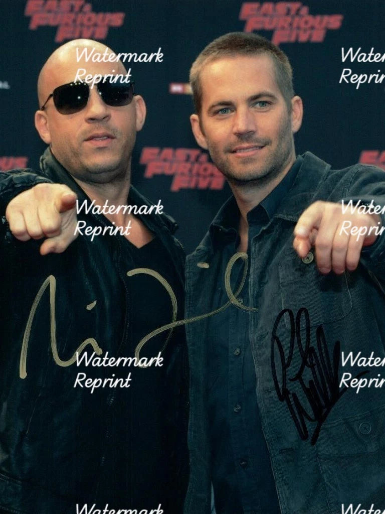 VIN DIESEL  & PAUL WALKER AMERICAN ACTOR  DUAL SIGNED GLOSSY PHOTO 8"X11". #5