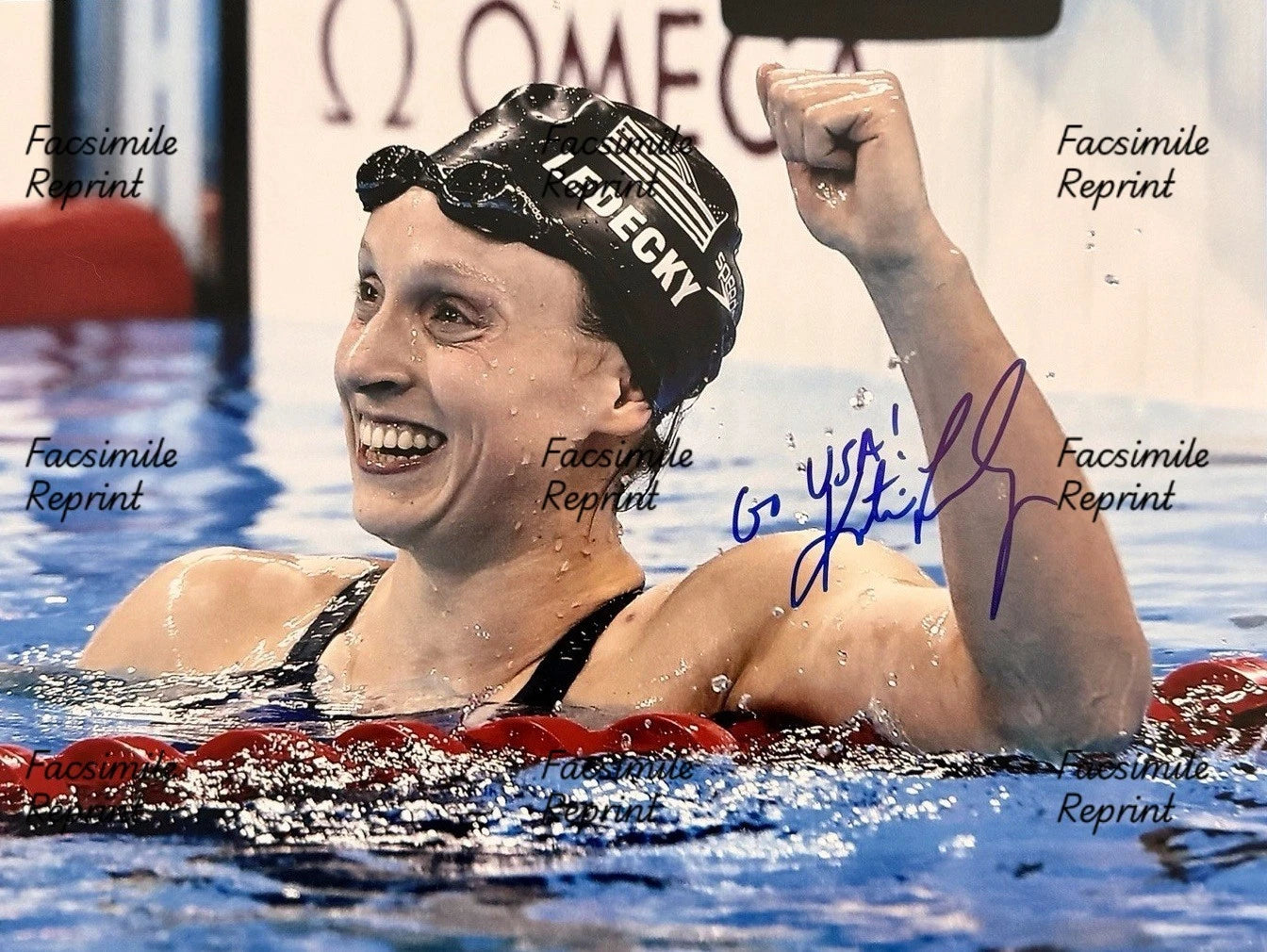 KATIE LEDECKY AMERICAN SWIMMER OLYMPICS FACSIMILE SIGNED GLOSSY PHOTO 8"X11".#2