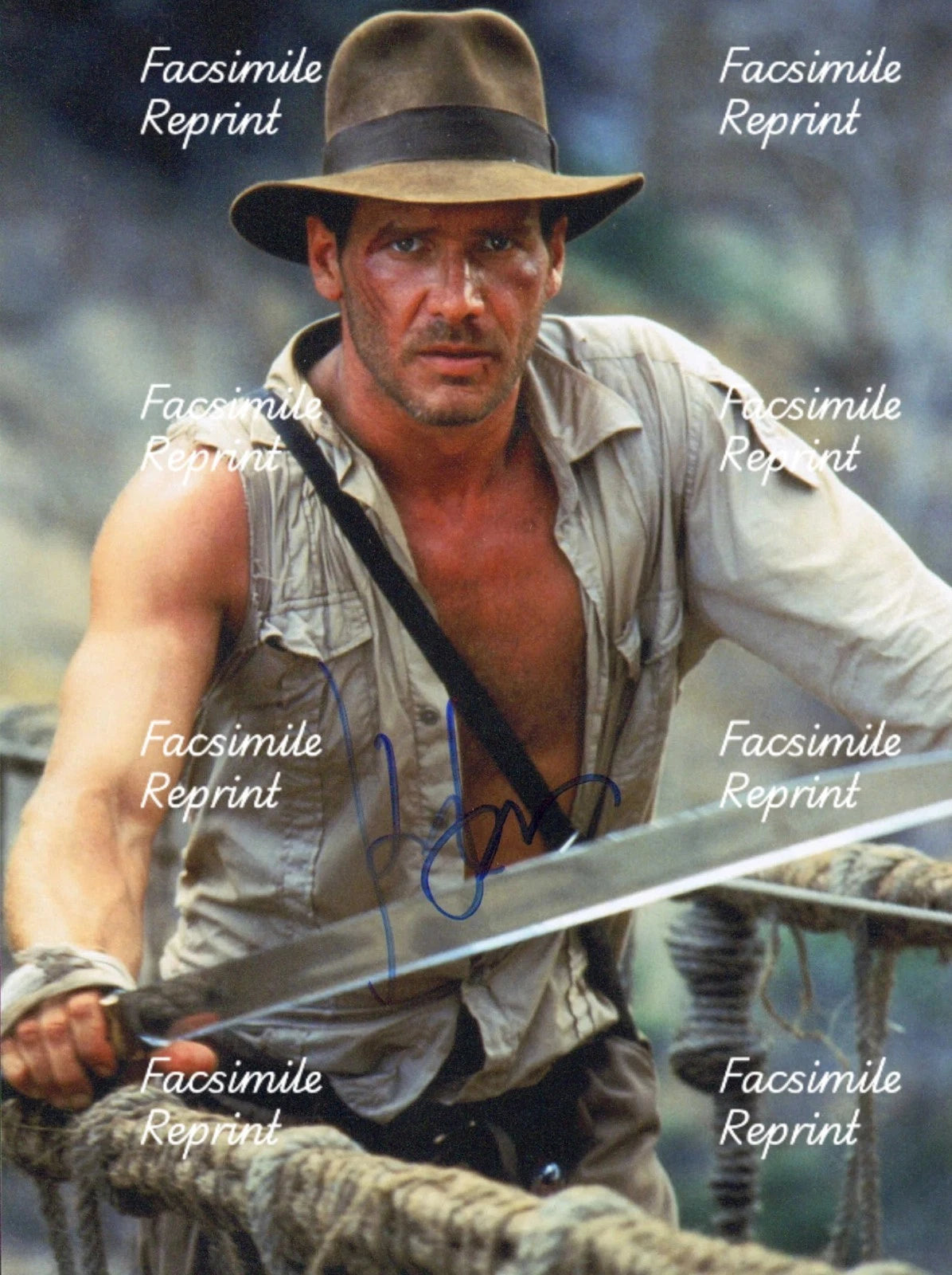 HARRISON FORD INDIANA JONES FACSIMILE REPRINT SIGNED PHOTO 8"X11".#2