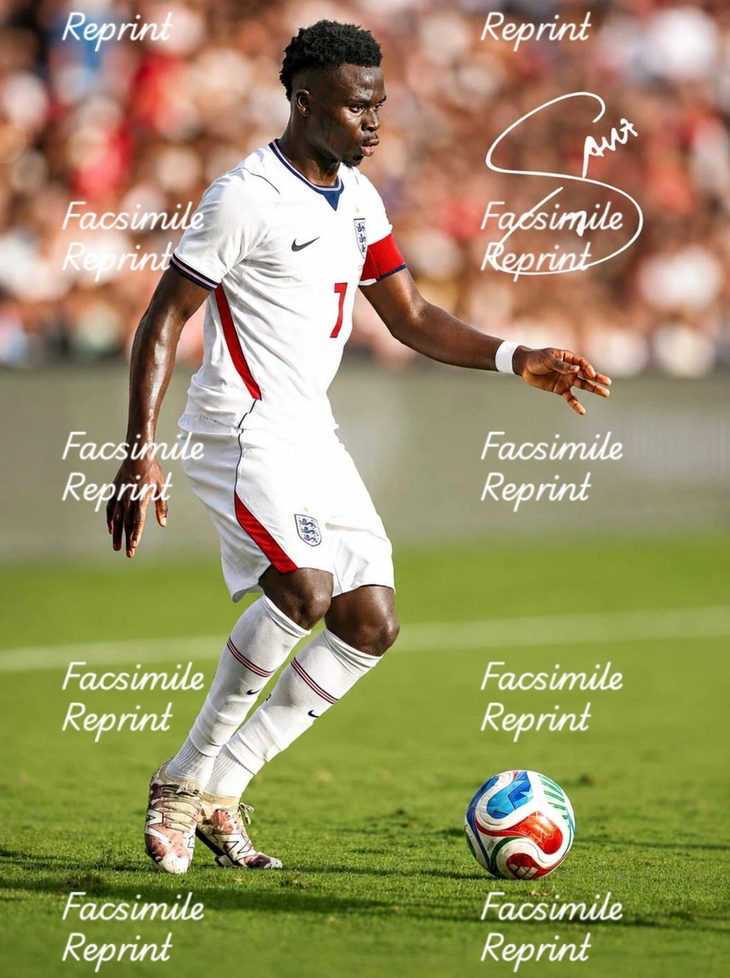 BUKAYO SAKA ENGLAND SOCCER FIFA 2026 FACSIMILE SIGNED GLOSSY PHOTO 8"X11". #1