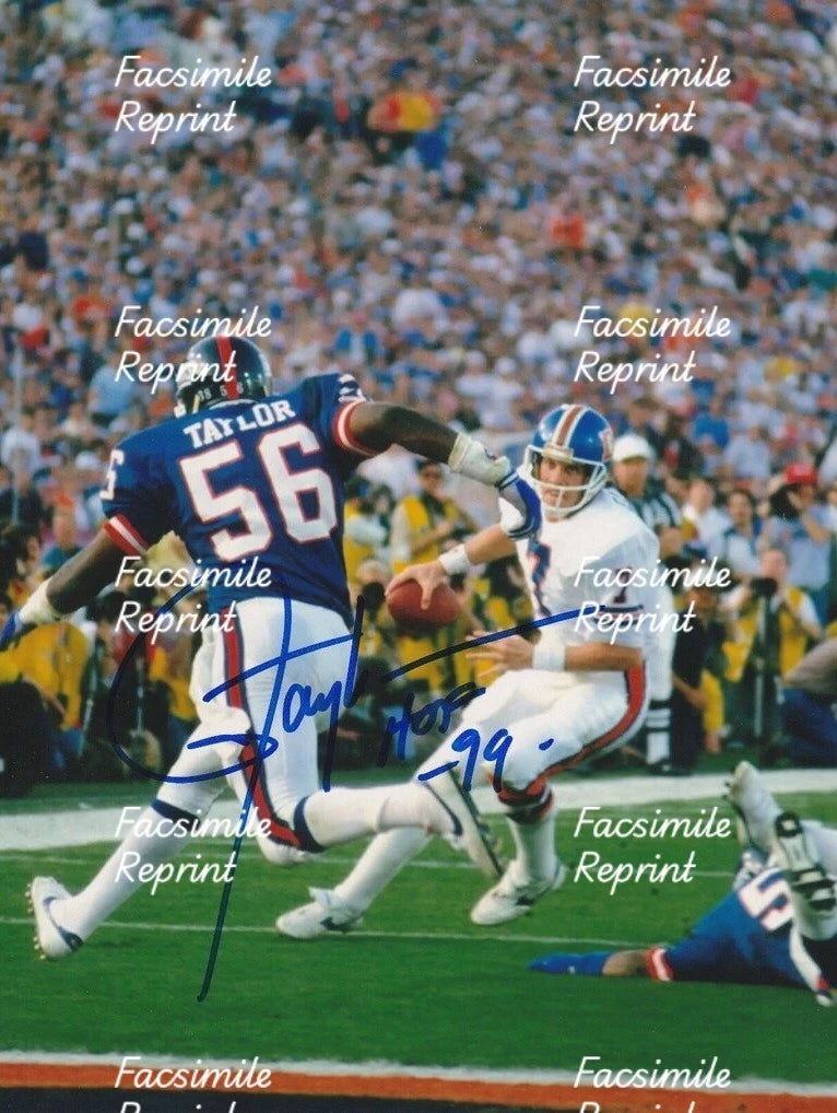 LAWRENCE TAYLOR NEWYORK GIANTS NFL FACSIMILE SIGNED REPRINT PHOTO 8"X11".#5
