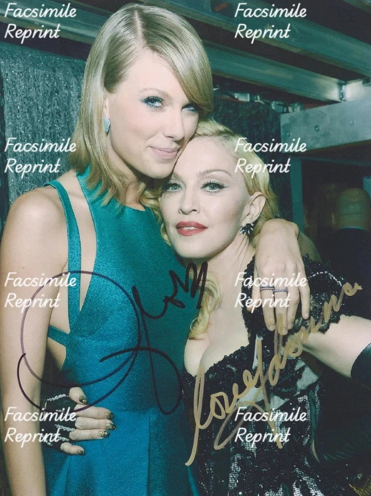 MADONNA & TAYLOR SWIFT SINGER & SONG WRITER REPRINT DUAL SIGNED PHOTO 8"X11".#2