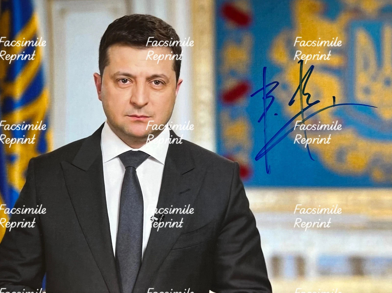 VOLODYMYR  ZELENSKYY PRESIDENT OF UKRAINE FACSIMILE SIGNED PHOTO 8"x11". #7