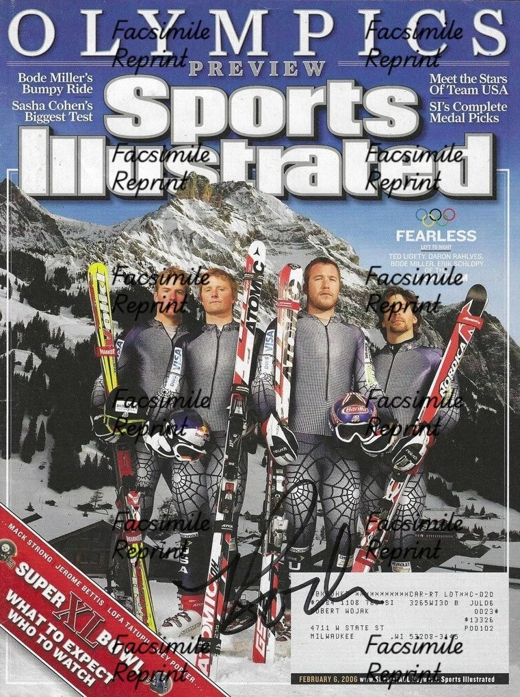 BODE MILLER AMERICAN ALPINE SKI RACER FACSIMILE SIGNED MAGAZINE PHOTO 8"X11".#4