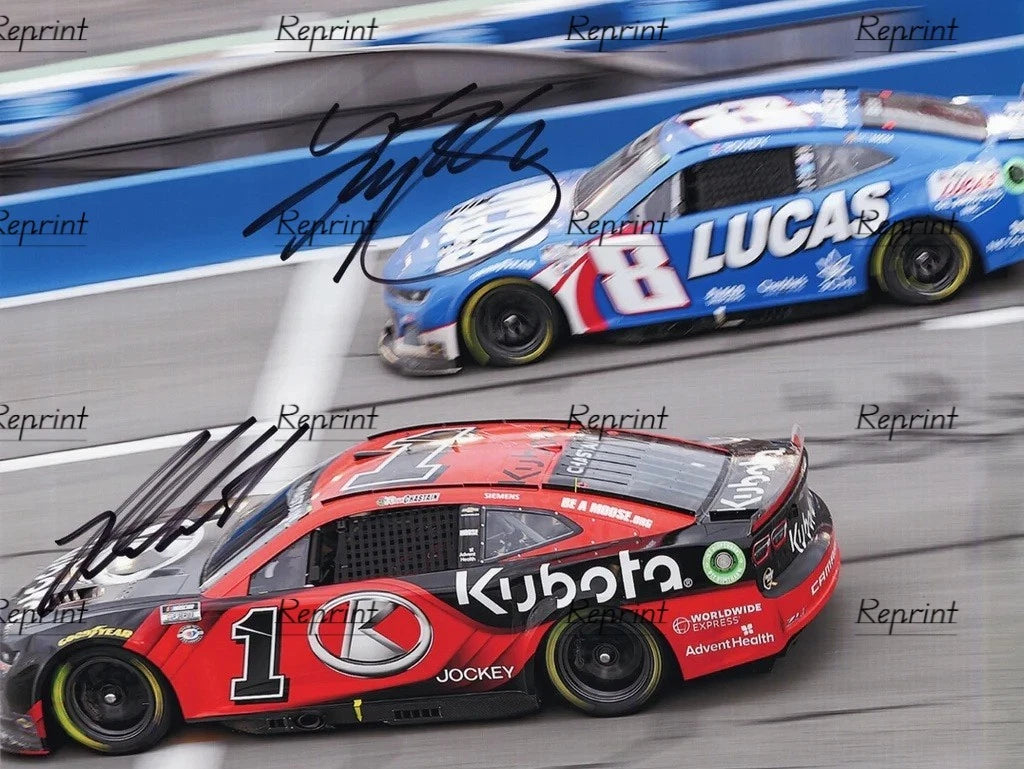 KYLE BUSCH & ROSS CHASTAIN AMERICAN RALLY DRIVER NASCAR SIGNED PHOTO 8"X11".#8
