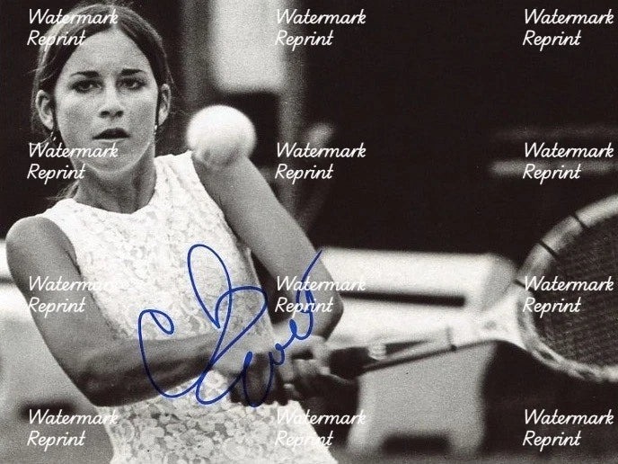 CHRIS EVERT TENNIS LEGEND SIGNED VINTAGE B/W GLOSSY PHOTO 8"X11".#3
