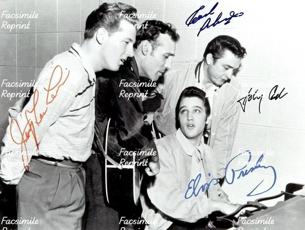 ELVIS PRESLEY,JERRY LEWIS,CARL PERKINS & J.CASH REPRINT SIGNED PHOTO 8"X11". #3