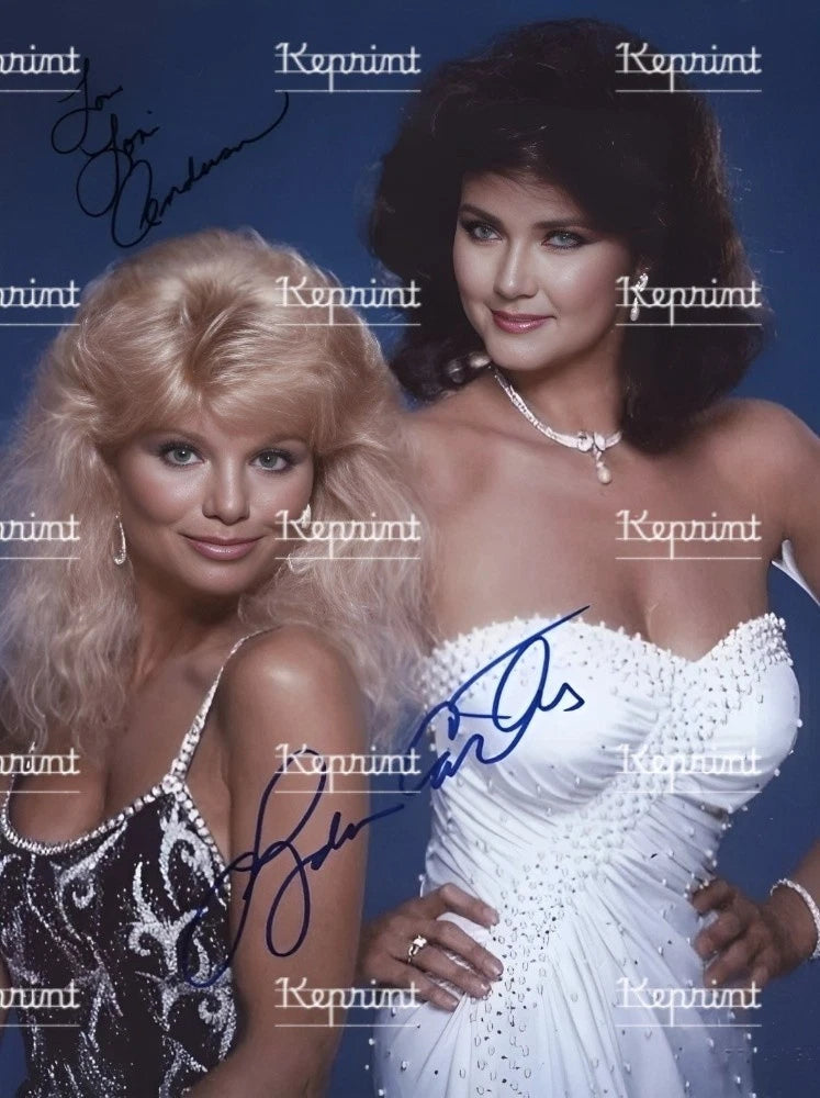 LYNDA CARTER WONDER WOMAN & LONI ANDERSON FACSIMILE SIGNED PHOTO 8"X11".#21