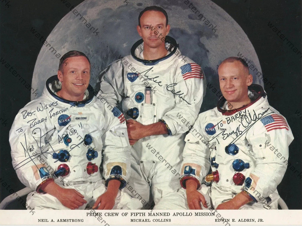 APOLLO-11 NEIL ARMSTRONG BUZZ ALDRIN & MICHAEL COLLINS REPRINT SIGNED 8"X11".#2
