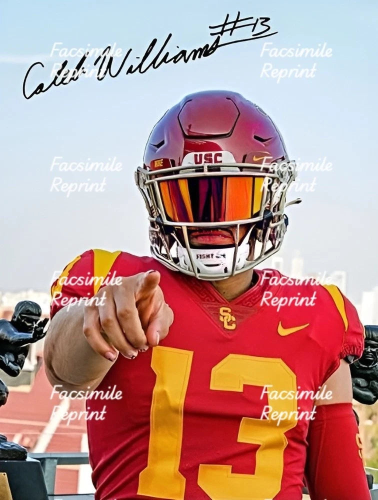 CALEB WILLIAMS AMERICAN FOOTBALL FACSIMILE SIGNED PHOTO 8"X11".