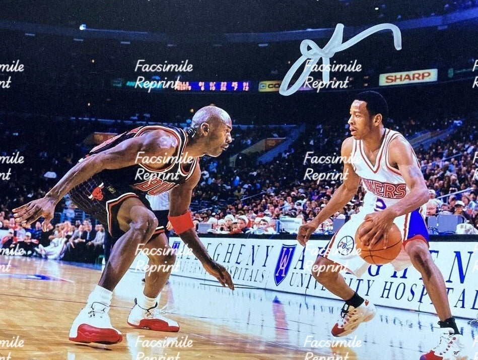 ALLEN IVERSON AMERICAN BASKETBALL NBA FACSIMILE SIGNED PHOTO 8"X11".#1