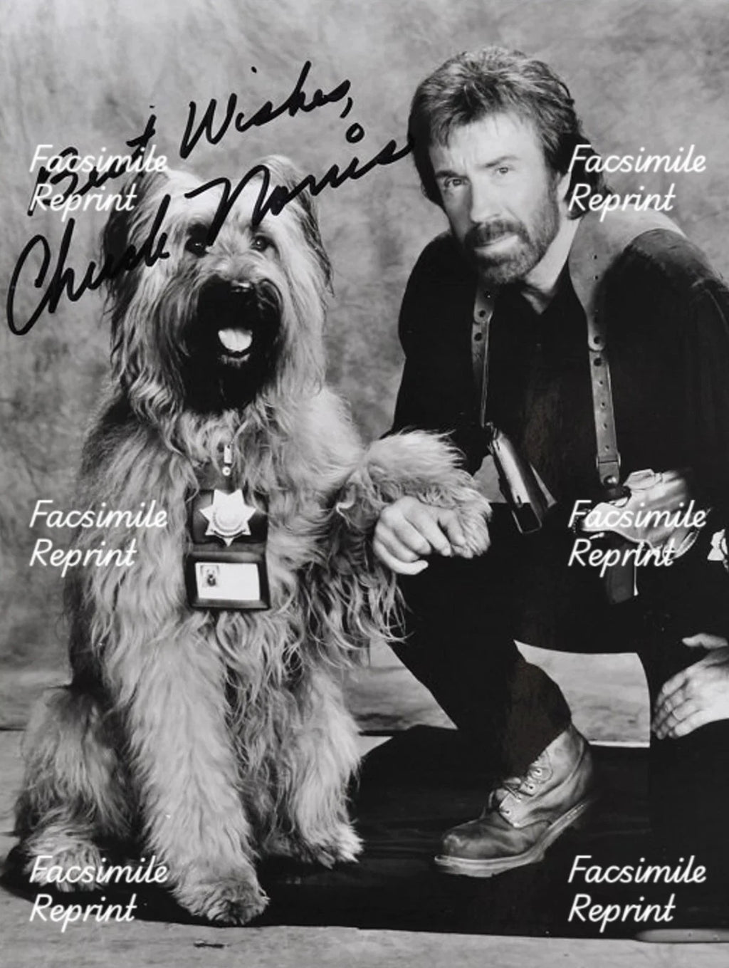 CHUCK NORRIS TOP DOG AMERICAN MARTIAL ARTIST FACSIMILE SIGNED PHOTO 8"X11".#13