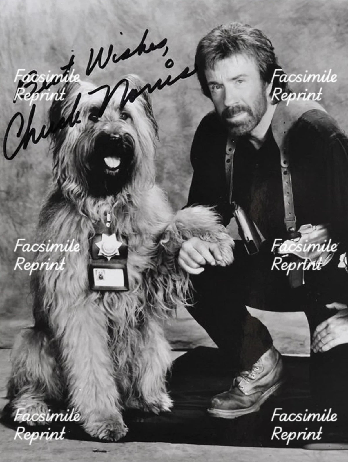 CHUCK NORRIS TOP DOG AMERICAN MARTIAL ARTIST FACSIMILE SIGNED PHOTO 8"X11".#13