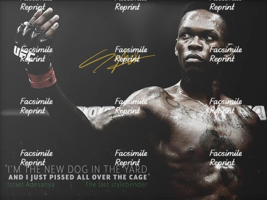 ISRAEL ADYSANYA NIGERIAN-NEW ZEALAND MARTIAL ARTIST FACSIMILE SIGNED 8"X11". #1