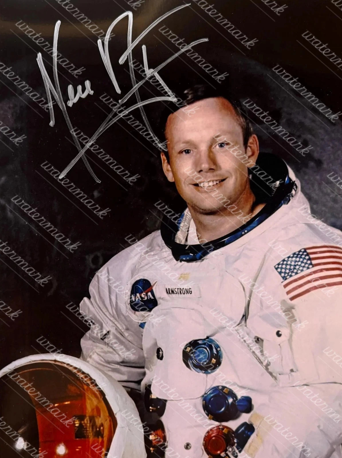 ASTRONAUT NEIL ARMSTRONG SPACE FACSIMILE REPRINT SIGNED PHOTO 8"X11".#5