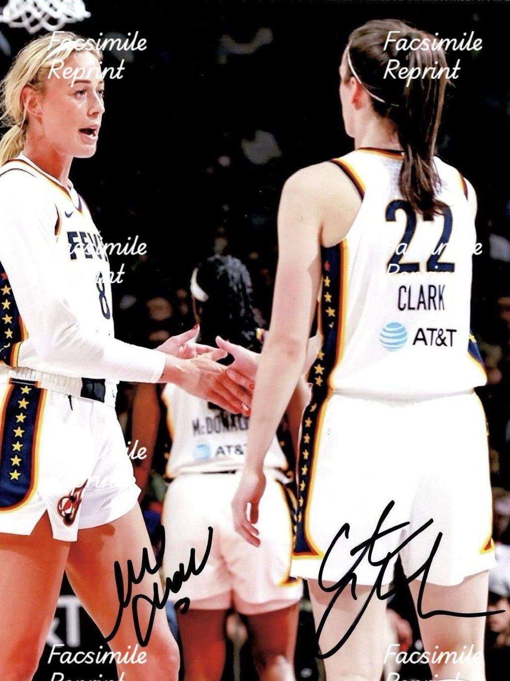 SOPHIE CUNNINGHAM & CAITLIN CLARK BASKETBALL FACSIMILE SIGNED PHOTO 8"X11".#13