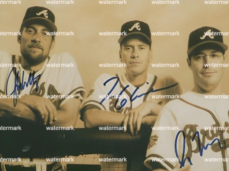 GREG MADDUX ,JOHN SMOLTZ & TOM GALVINE ATLANTA BRAVES SIGNED PHOTO 11"X8". #2