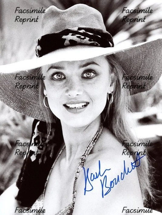 BARBARA BOUCHET GERMAN - ITALIAN ACTRESS FACSIMILE SIGNED B/W PHOTO 8"x11". #1