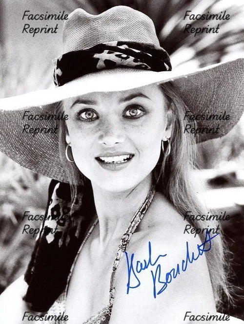 BARBARA BOUCHET GERMAN - ITALIAN ACTRESS FACSIMILE SIGNED B/W PHOTO 8"x11". #1