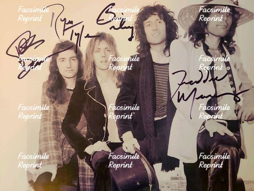QUEEN BRITISH ROCK BAND FACSIMILE SIGNED REPRINT VINTAGE PHOTO 8"X11".
