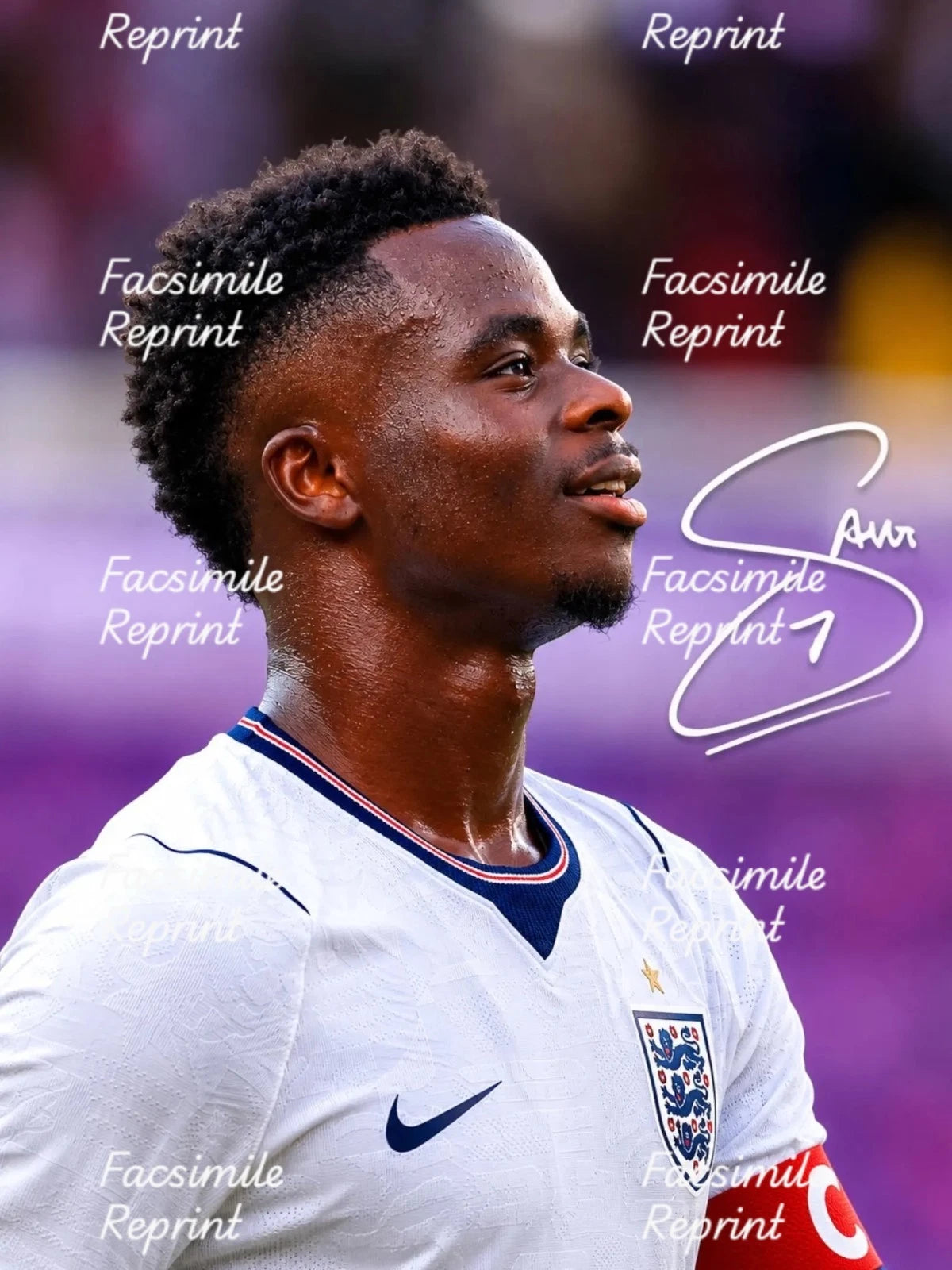 BUKAYO SAKA ENGLAND SOCCER FIFA 2026 FACSIMILE SIGNED GLOSSY PHOTO 8"X11". #3