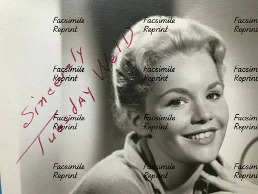 TUESDAY WELD ACTRESS REPRINT FACSIMILE SIGNED PHOTO 8"X11". #1