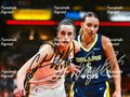 PAIGE BUECKERS & CAITLIN CLARK WNBA BASKETBALL FACSIMILE SIGNED PHOTO 8"X11".#11