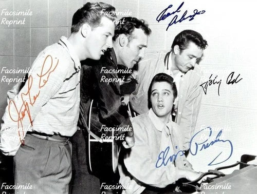 ELVIS PRESLEY,JERRY LEWIS,CARL PERKINS & J.CASH REPRINT SIGNED PHOTO 8"X11". #3