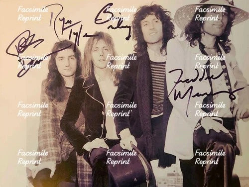 QUEEN BRITISH ROCK BAND FACSIMILE SIGNED REPRINT VINTAGE PHOTO 8"X11".