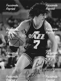 PETE MARAVICH BASKETBALL LEGEND FACSIMILE SIGNED GLOSSY B/W PHOTO 8"X11".#4