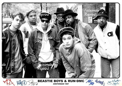 BEASTIE BOYS & RUN DMC AMERICAN HIP HOP FACSIMILE REPRINT SIGNED PHOTO 8"X11".#2