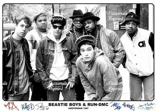BEASTIE BOYS & RUN DMC AMERICAN HIP HOP FACSIMILE REPRINT SIGNED PHOTO 8"X11".#2