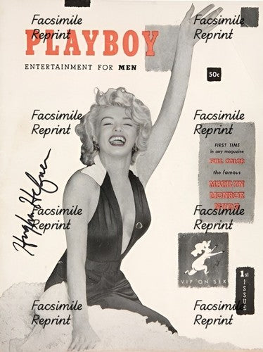 HUGH HEFNER 1ST ISSUE PLAYBOY MARLYN MONROE FACSIMILE REPRINT SIGNED 8"X11".#16