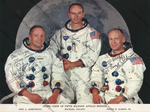 APOLLO-11 NEIL ARMSTRONG BUZZ ALDRIN & MICHAEL COLLINS REPRINT SIGNED 8"X11".#2