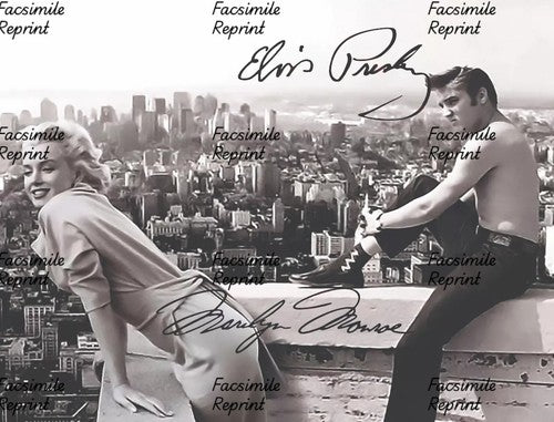 ELVIS PRESLEY & MARILYN MONROE FACSIMILE REPRINT DUAL SIGNED PHOTO 8"X11".